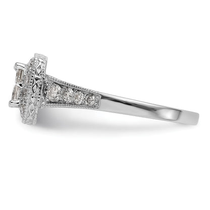 14K White Gold Complete Real Diamond Cluster Engagement Ring