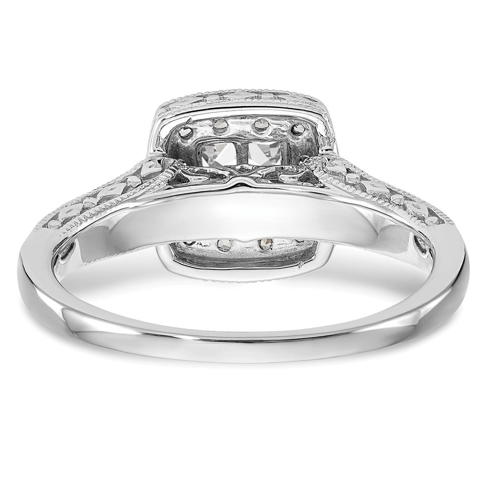 14K White Gold Complete Real Diamond Cluster Engagement Ring