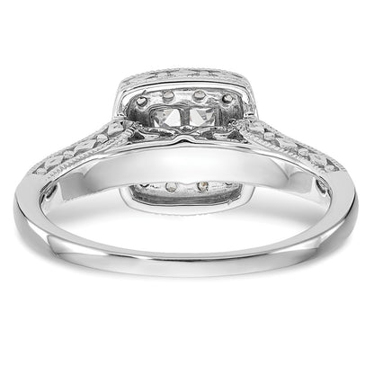 14K White Gold Complete Real Diamond Cluster Engagement Ring