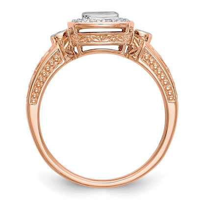 14K Rose Gold Complete Real Diamond Cluster Engagement Ring