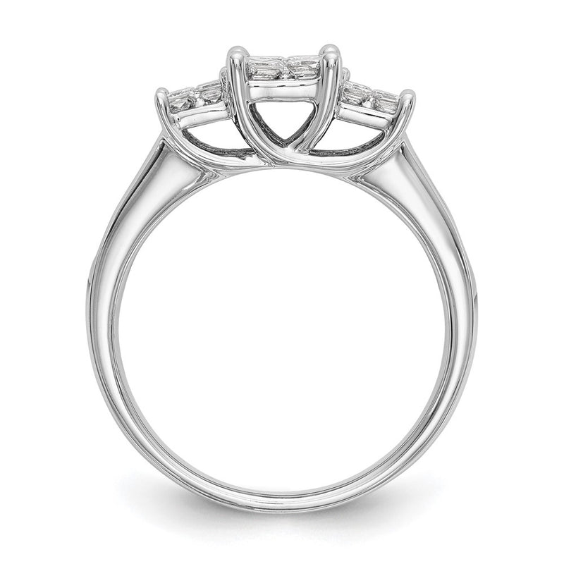 14K White Gold Complete Real Diamond Cluster Engagement Ring