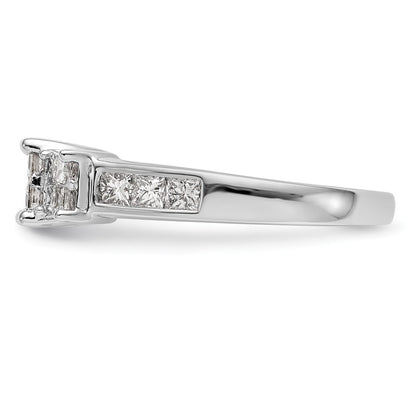 14K White Gold Complete Real Diamond Cluster Engagement Ring
