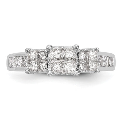 14K White Gold Complete Diamond Cluster Engagement Ring