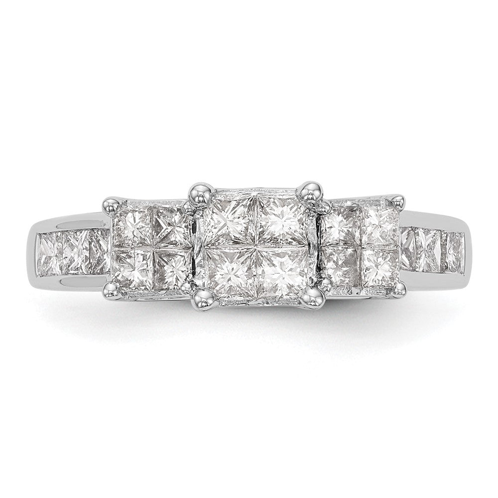 14K White Gold Complete Real Diamond Cluster Engagement Ring