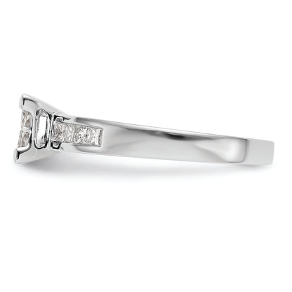 14K White Gold Square Cluster 3/4 Carat Princess Diamond Complete Engagement Ring