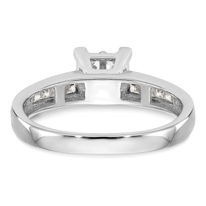 14K White Gold Complete Real Diamond Cluster Engagement Ring