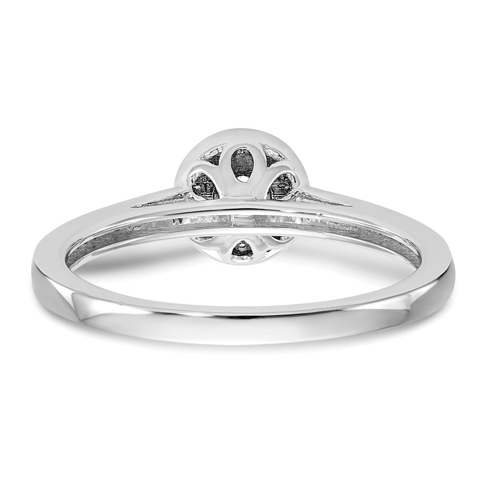 10K White Gold Halo Cluster 1/5 Carat Diamond Complete Engagement Ring