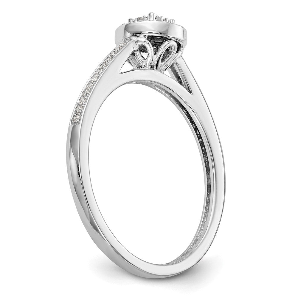 10K White Gold Halo Cluster 1/5 Carat Diamond Complete Engagement Ring