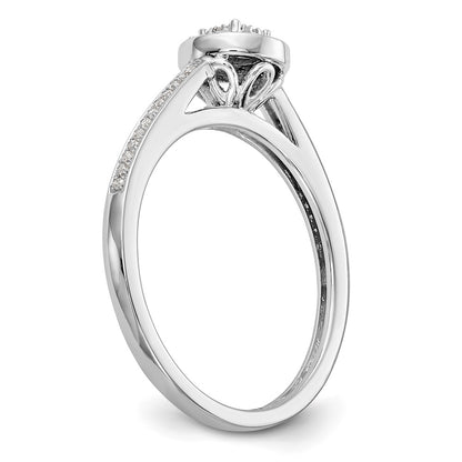 10K White Gold Halo Cluster 1/5 Carat Diamond Complete Engagement Ring