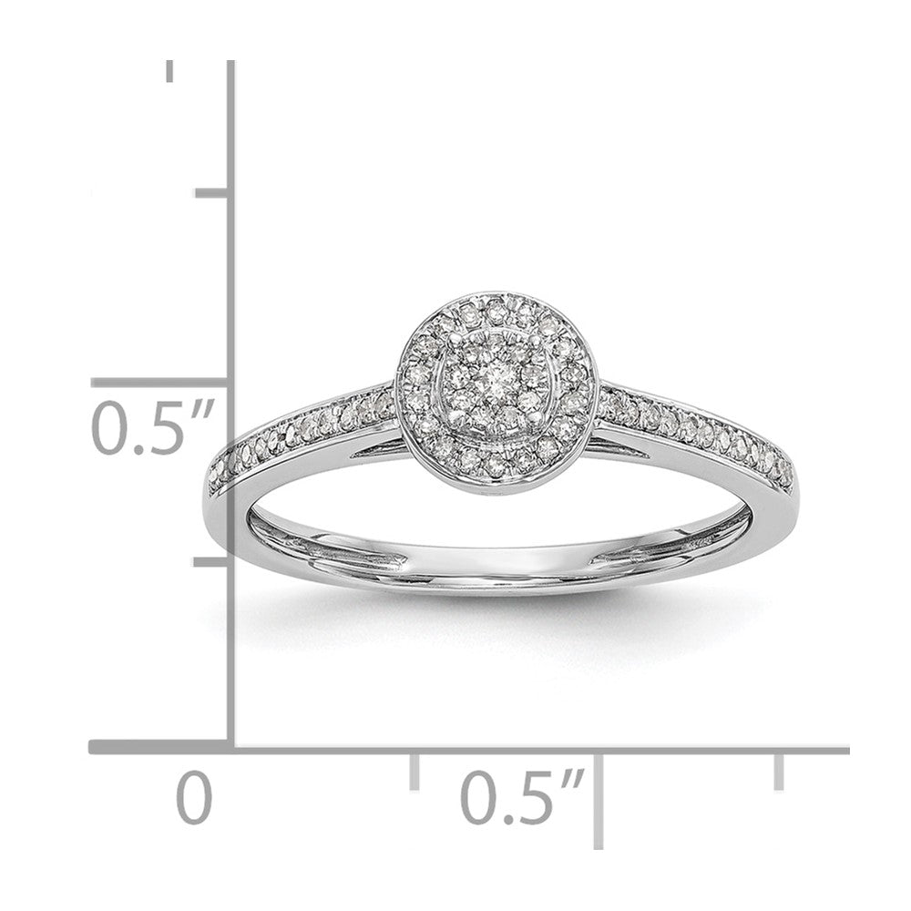 10K White Gold Halo Cluster 1/5 Carat Diamond Complete Engagement Ring