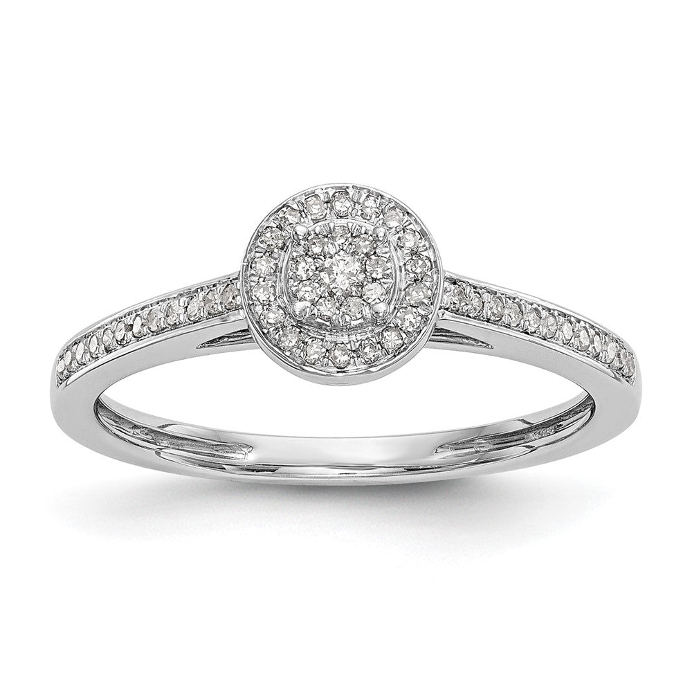 10K White Gold Halo Cluster 1/5 Carat Diamond Complete Engagement Ring