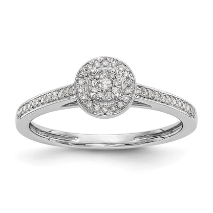 10K White Gold Halo Cluster 1/5 Carat Diamond Complete Engagement Ring