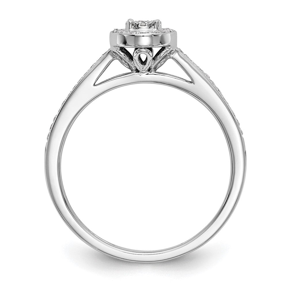 14K White Gold Complete Real Diamond Cluster Engagement Ring