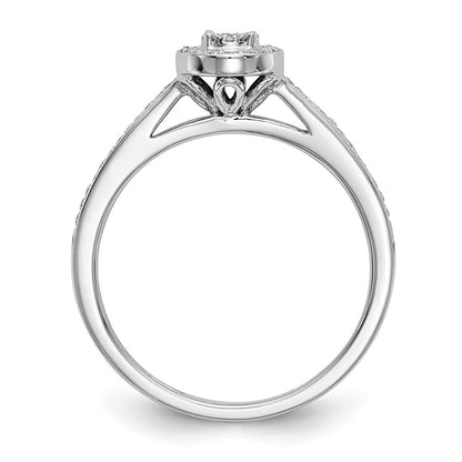 14K White Gold Complete Real Diamond Cluster Engagement Ring