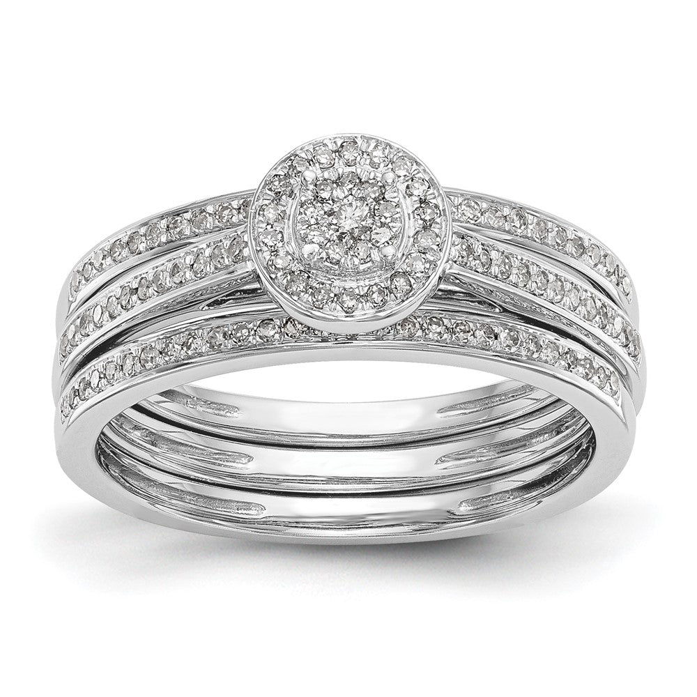 14K White Gold Complete Real Diamond Cluster Engagement Ring