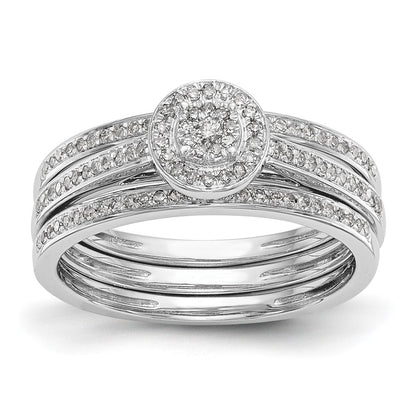 14K White Gold Complete Real Diamond Cluster Engagement Ring