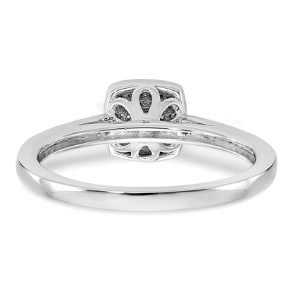 14K White Gold Square Halo Cluster 1/5 Carat Diamond Complete Engagement Ring