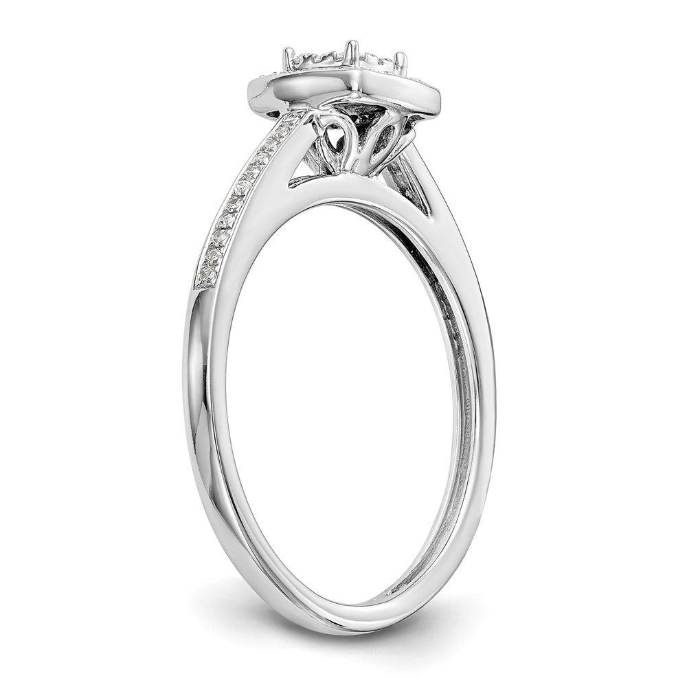 14K White Gold Square Halo Cluster 1/5 Carat Diamond Complete Engagement Ring