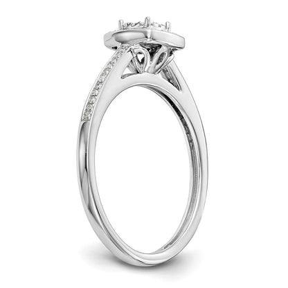 14K White Gold Square Halo Cluster 1/5 Carat Diamond Complete Engagement Ring