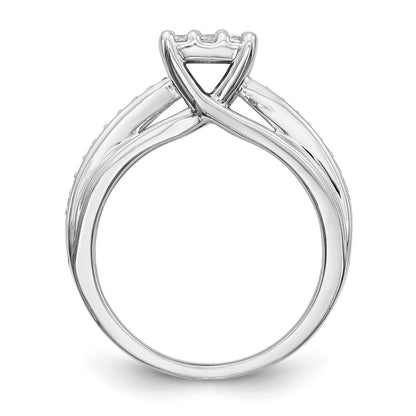 14K White Gold Complete Diamond Cluster Engagement Ring