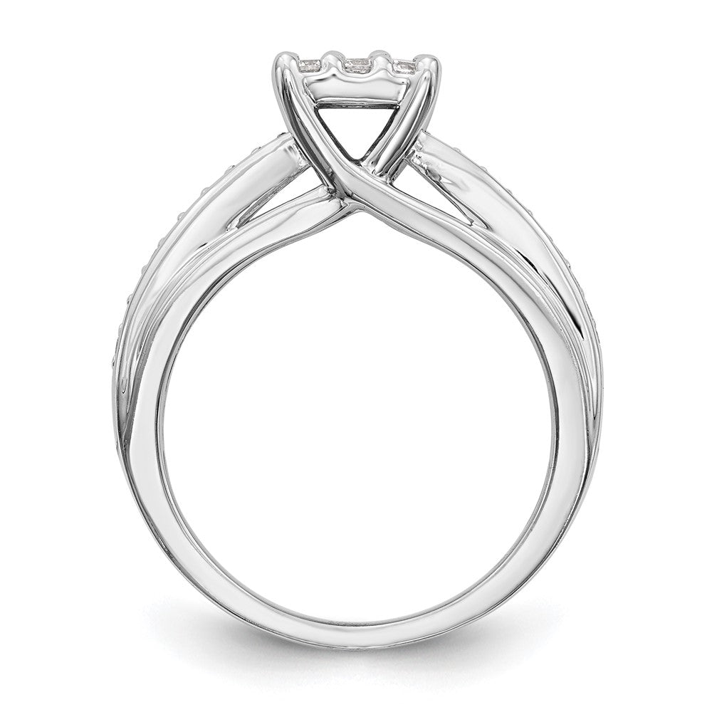 14K White Gold Complete Real Diamond Cluster Engagement Ring