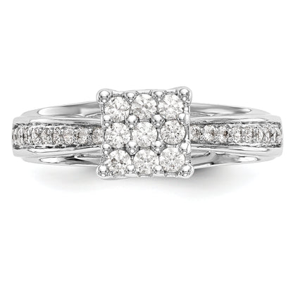 14K White Gold Complete Diamond Cluster Engagement Ring