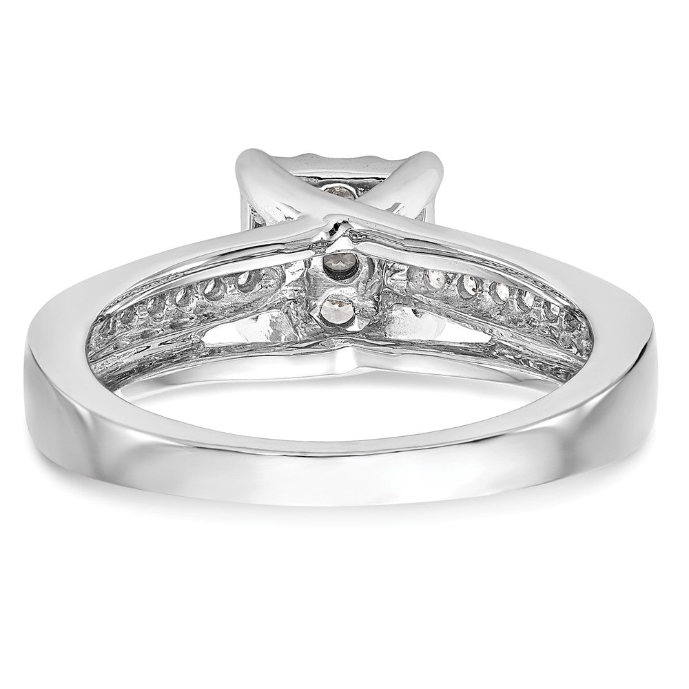 14K White Gold Complete Real Diamond Cluster Engagement Ring