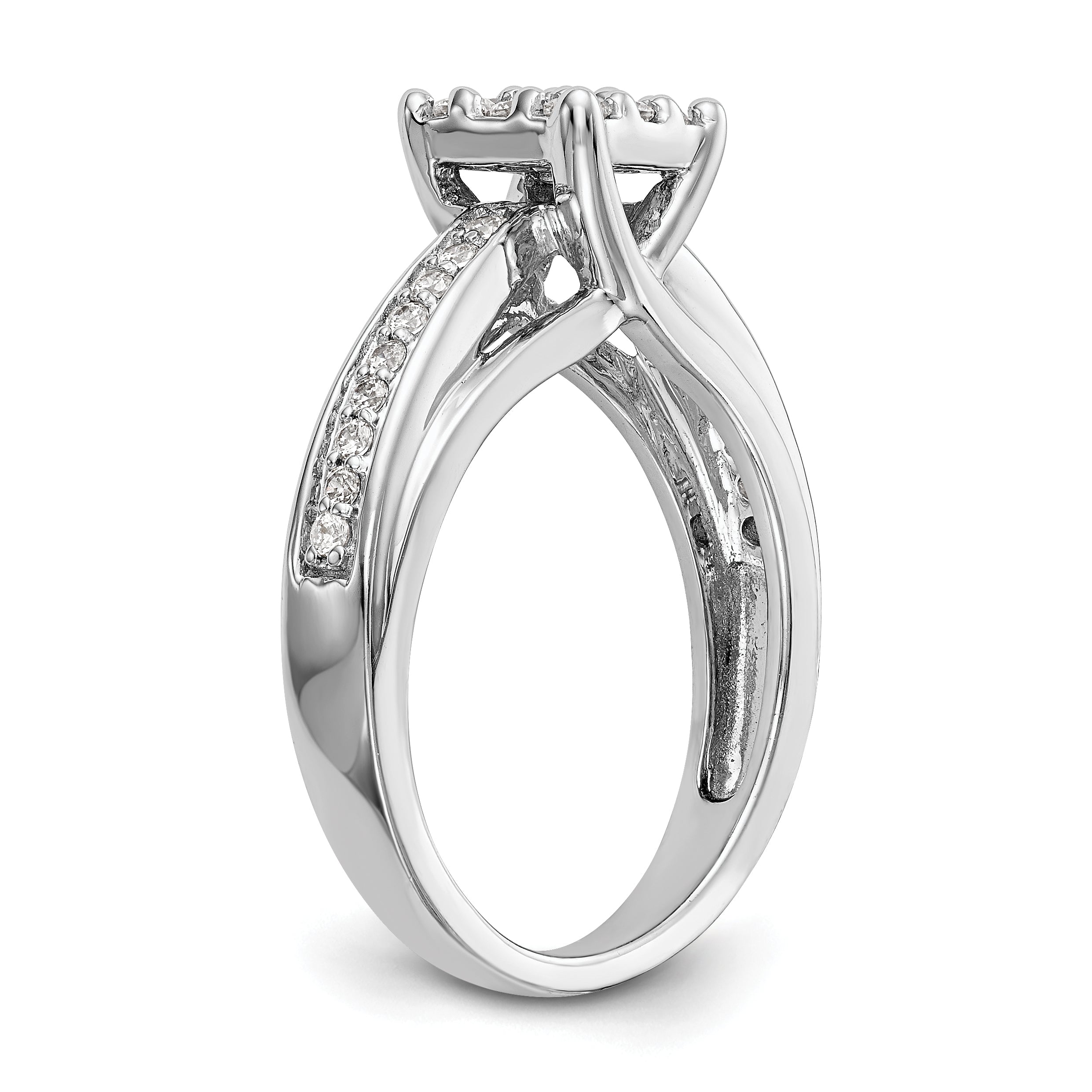 14K White Gold Complete Diamond Cluster Engagement Ring