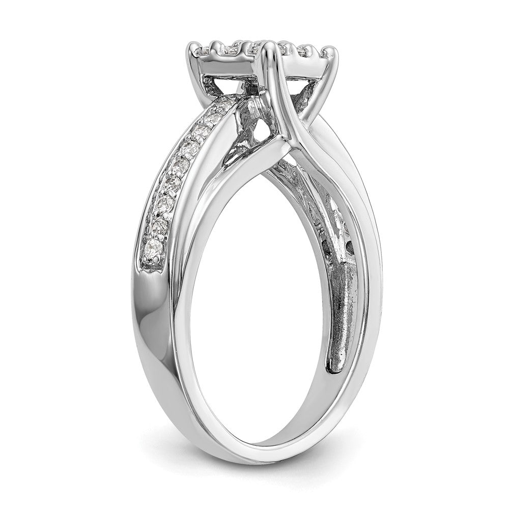 14K White Gold Complete Real Diamond Cluster Engagement Ring