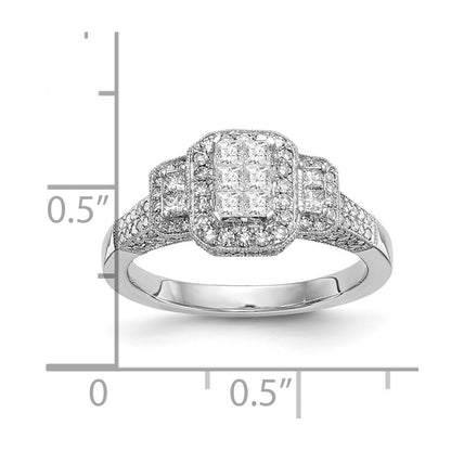 14K White Gold Complete Diamond Cluster Engagement Ring