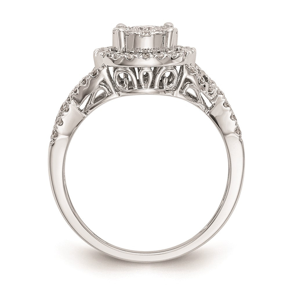 14k White Gold 3/4 Ct. Lab Grown Diamond VS/SI+ G+ Complete Cluster Engagement Ring