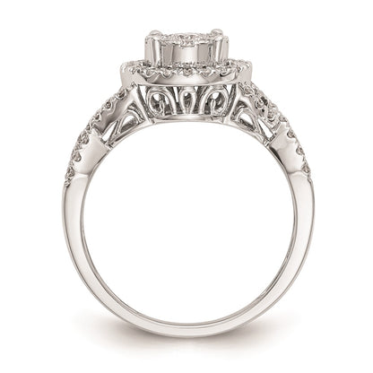 14k White Gold 3/4 Ct. Lab Grown Diamond VS/SI+ G+ Complete Cluster Engagement Ring