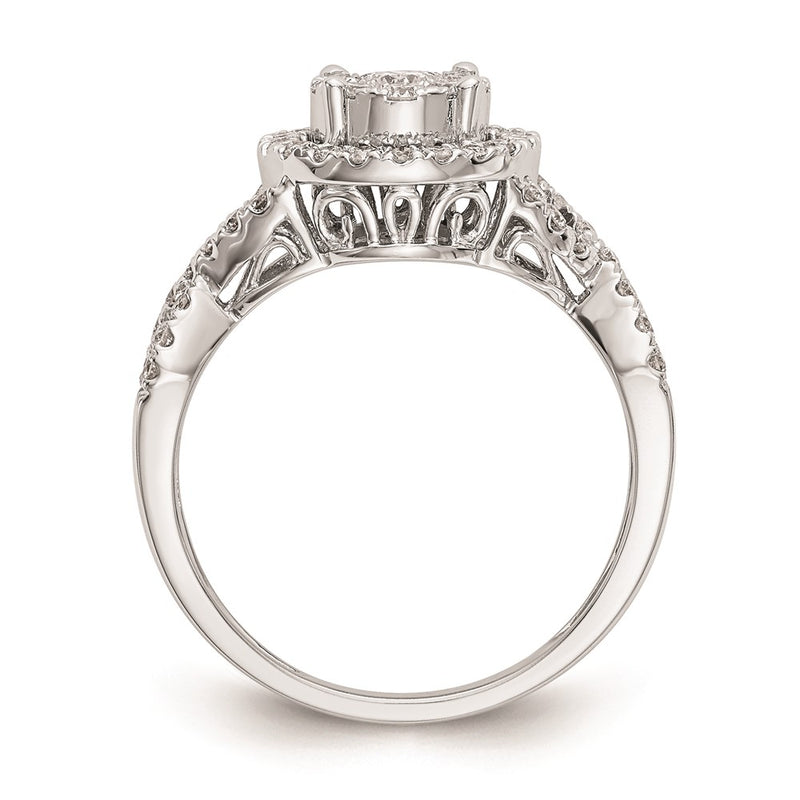 14k White Gold 3/4 Ct. Lab Grown Diamond VS/SI+ G+ Complete Cluster Engagement Ring