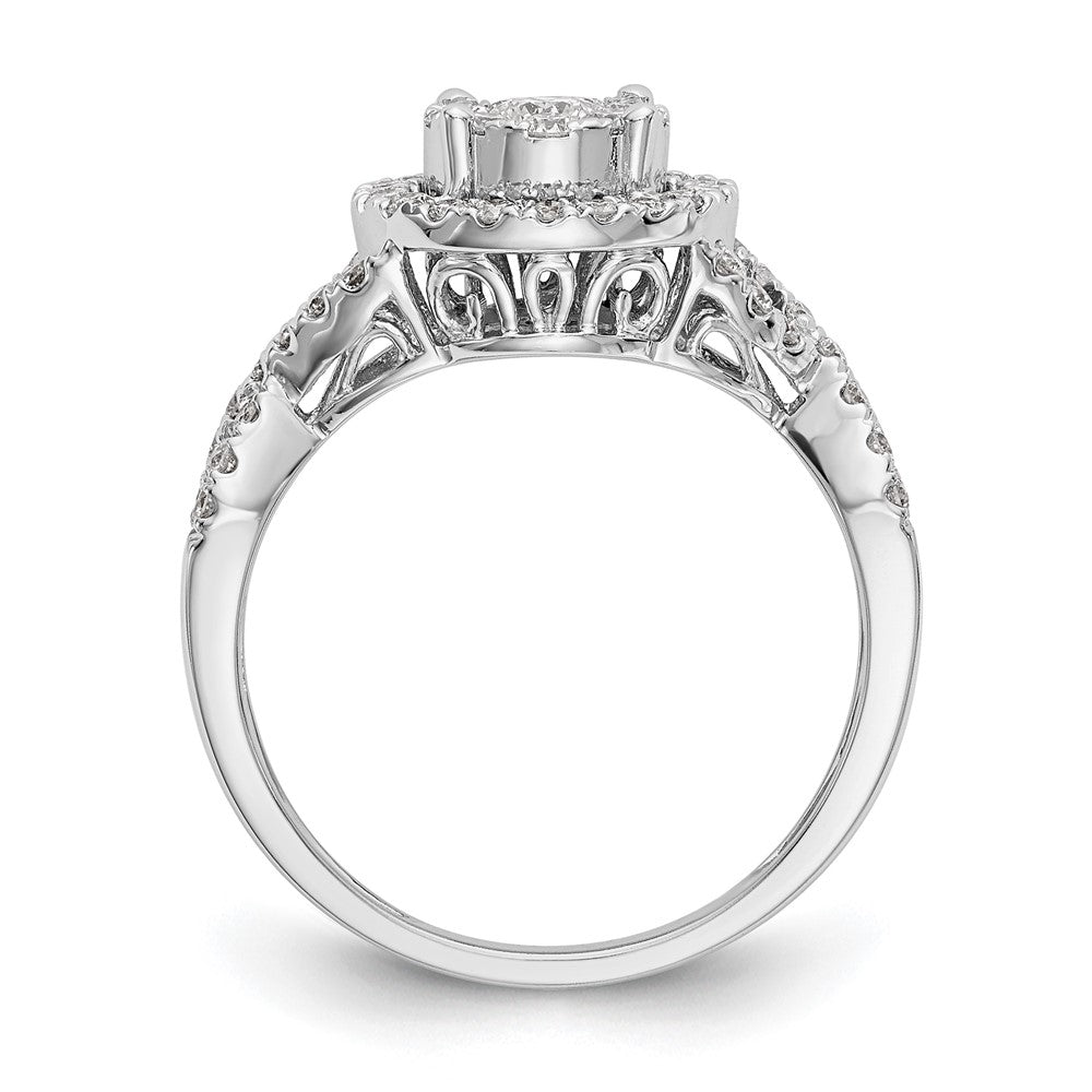 14K White Gold Halo Cluster 3/4 Carat Diamond Complete Engagement Ring