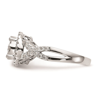14k White Gold 3/4 Ct. Lab Grown Diamond VS/SI+ G+ Complete Cluster Engagement Ring