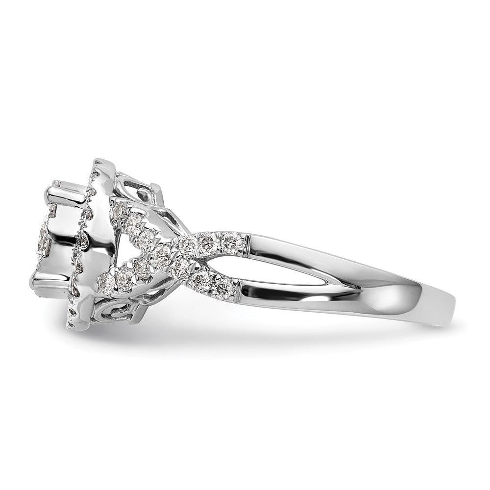 14K White Gold Halo Cluster 3/4 Carat Diamond Complete Engagement Ring
