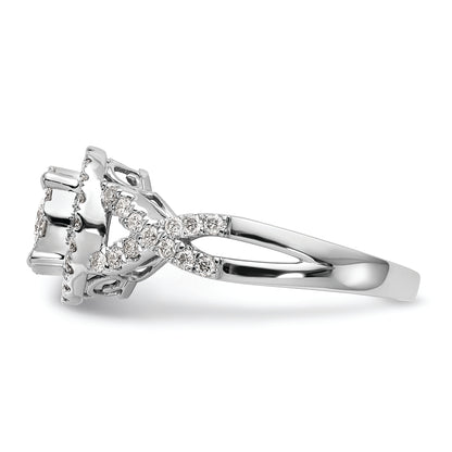 14K White Gold Halo Cluster 3/4 Carat Diamond Complete Engagement Ring