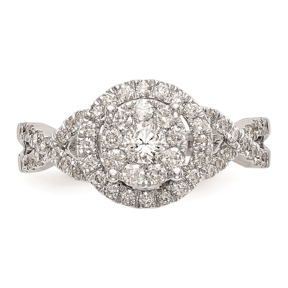 14k White Gold 3/4 Ct. Lab Grown Diamond VS/SI+ G+ Complete Cluster Engagement Ring