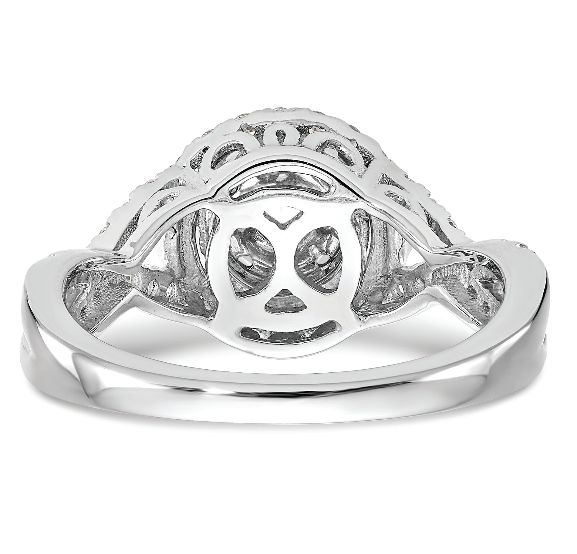 14K White Gold Halo Cluster 3/4 Carat Diamond Complete Engagement Ring