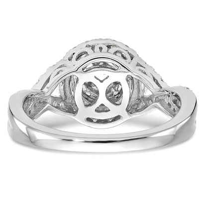 14K White Gold Halo Cluster 3/4 Carat Diamond Complete Engagement Ring