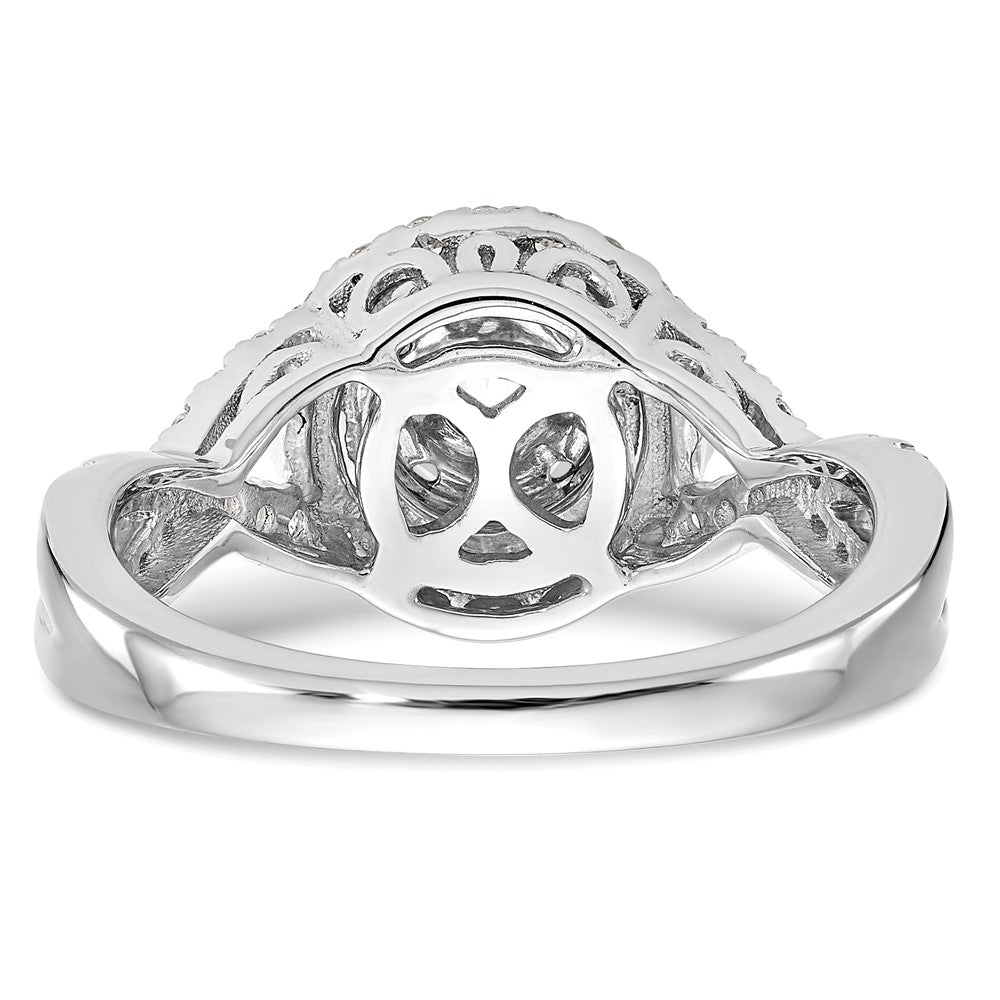 14K White Gold Halo Cluster 3/4 Carat Diamond Complete Engagement Ring