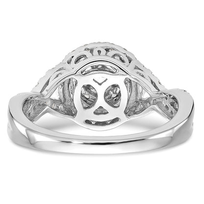 14K White Gold Halo Cluster 3/4 Carat Diamond Complete Engagement Ring