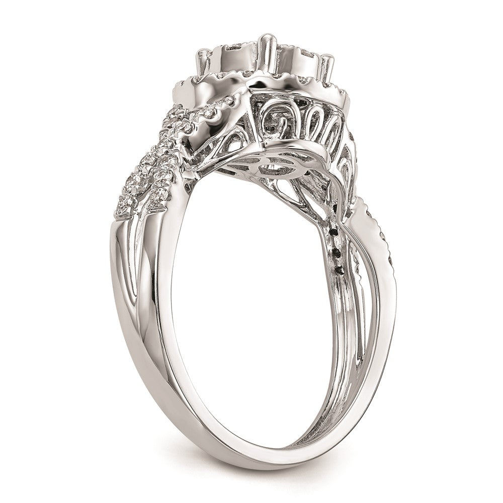 14k White Gold 3/4 Ct. Lab Grown Diamond VS/SI+ G+ Complete Cluster Engagement Ring