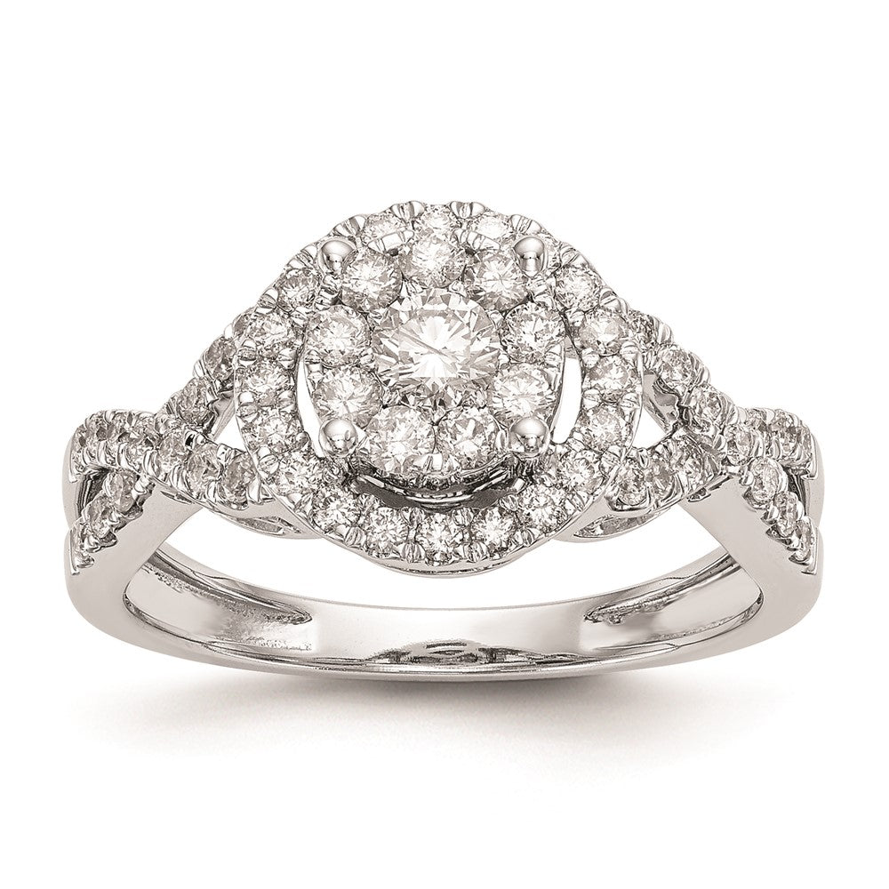14k White Gold 3/4 Ct. Lab Grown Diamond VS/SI+ G+ Complete Cluster Engagement Ring