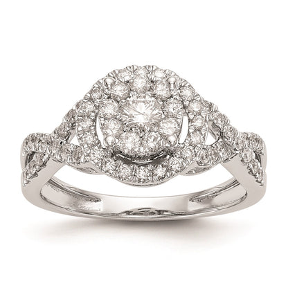 14k White Gold 3/4 Ct. Lab Grown Diamond VS/SI+ G+ Complete Cluster Engagement Ring