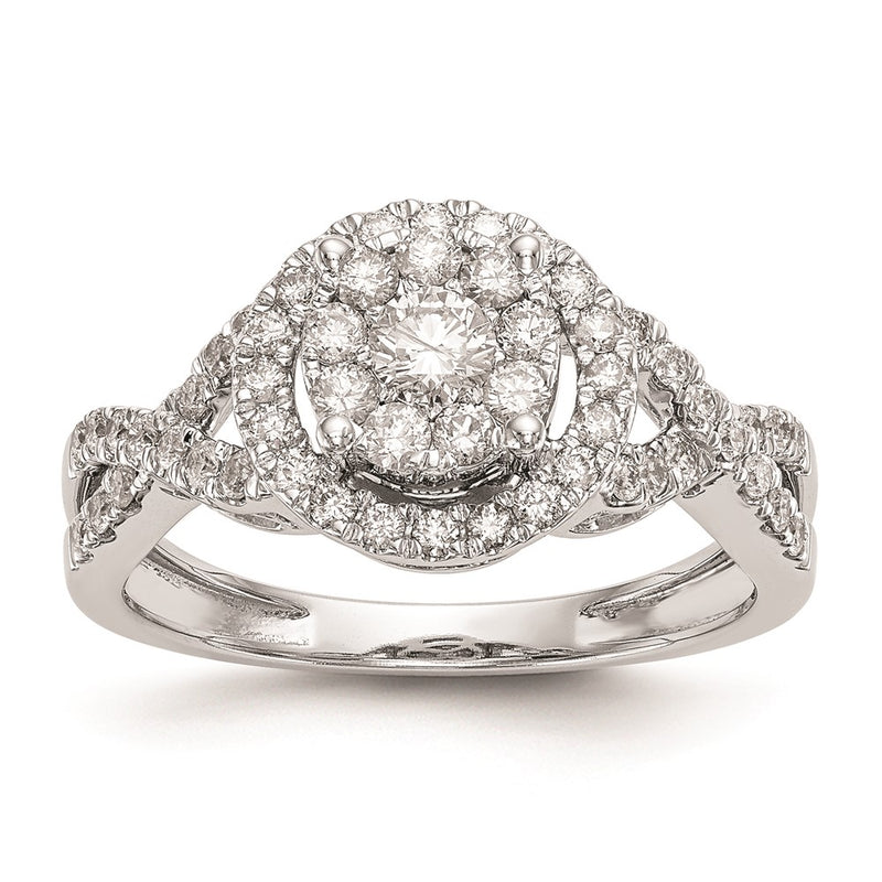 14k White Gold 3/4 Ct. Lab Grown Diamond VS/SI+ G+ Complete Cluster Engagement Ring
