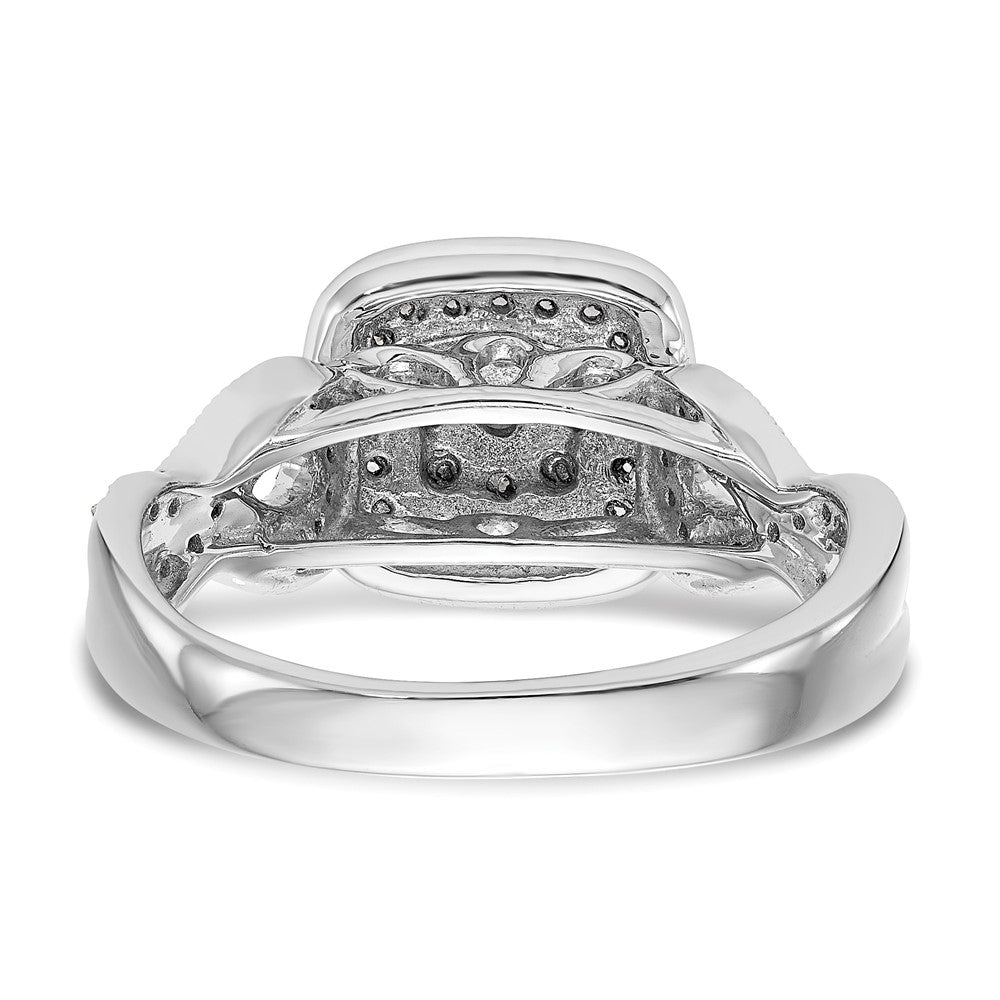 14K White Gold Complete Diamond Cluster Engagement Ring