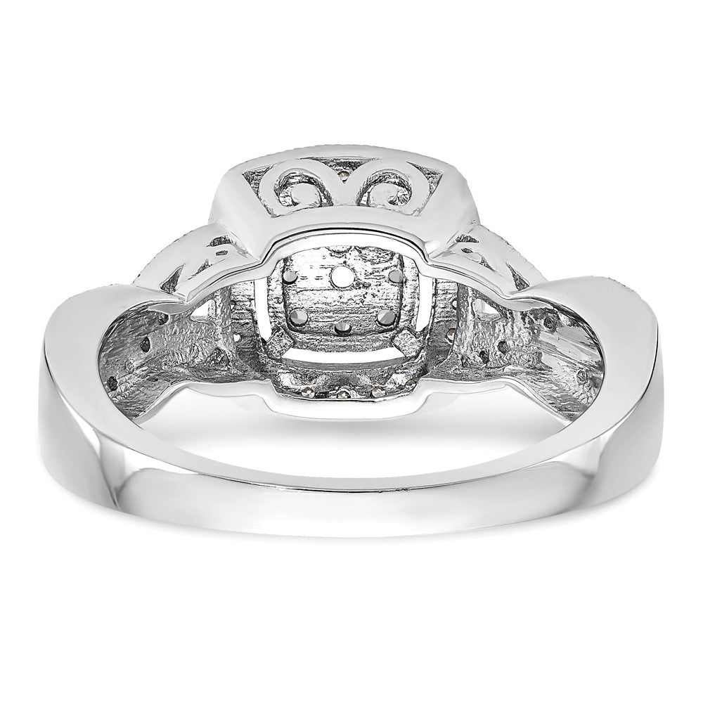 14K White Gold Square Halo Cluster 3/8 Carat Diamond Complete Engagement Ring