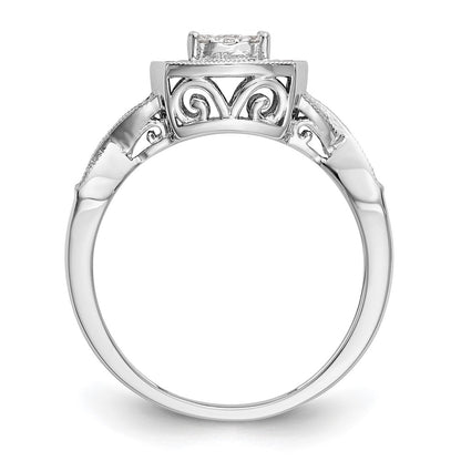 14k White Gold 3/8 Ct. Lab Grown Diamond VS/SI+ G+ Complete Cluster Engagement Ring