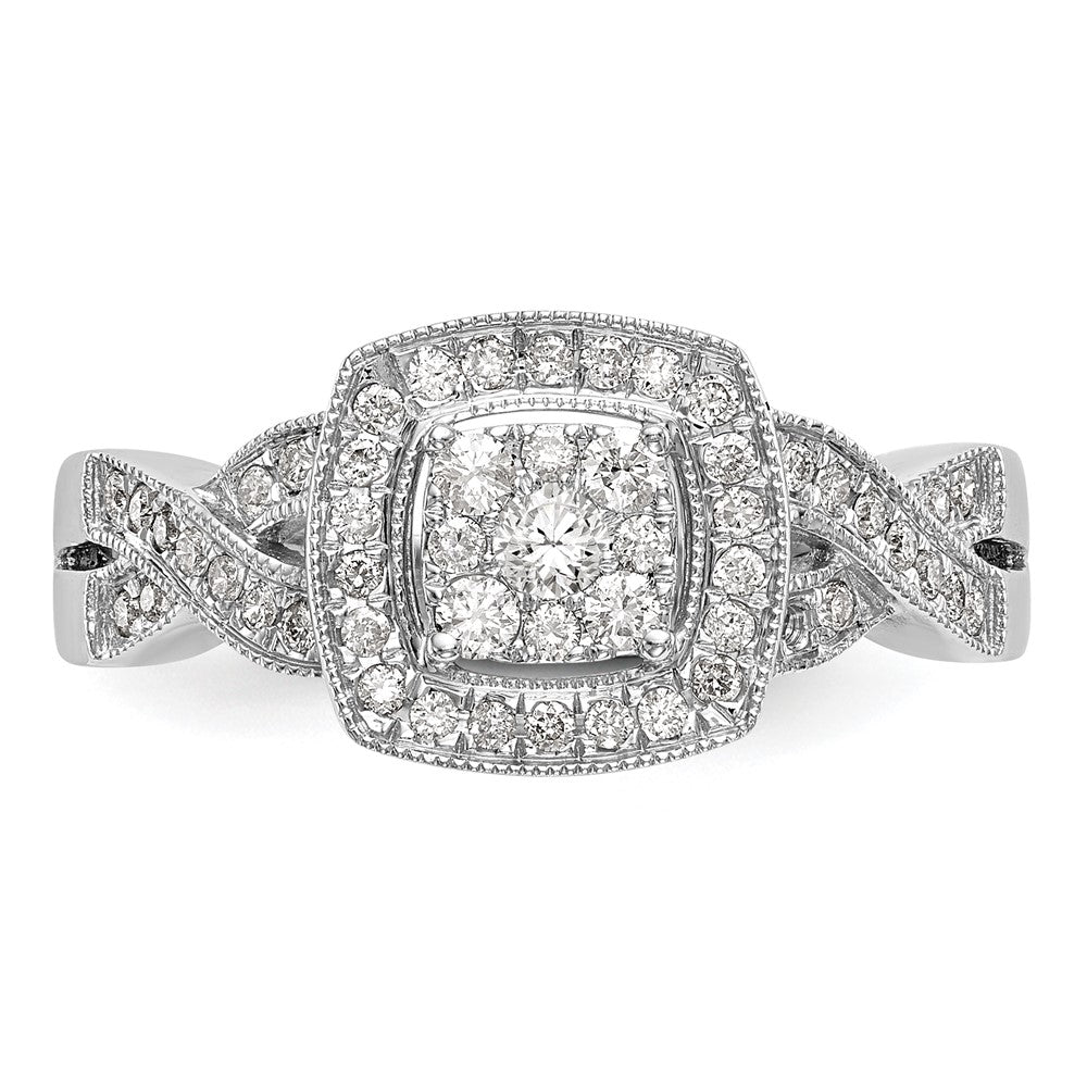 14k White Gold 3/8 Ct. Lab Grown Diamond VS/SI+ G+ Complete Cluster Engagement Ring